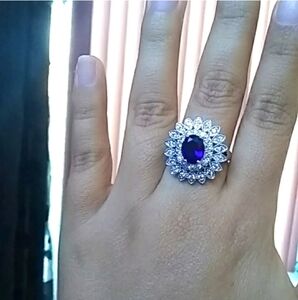 925 stamped blue faux sapphire silver flower